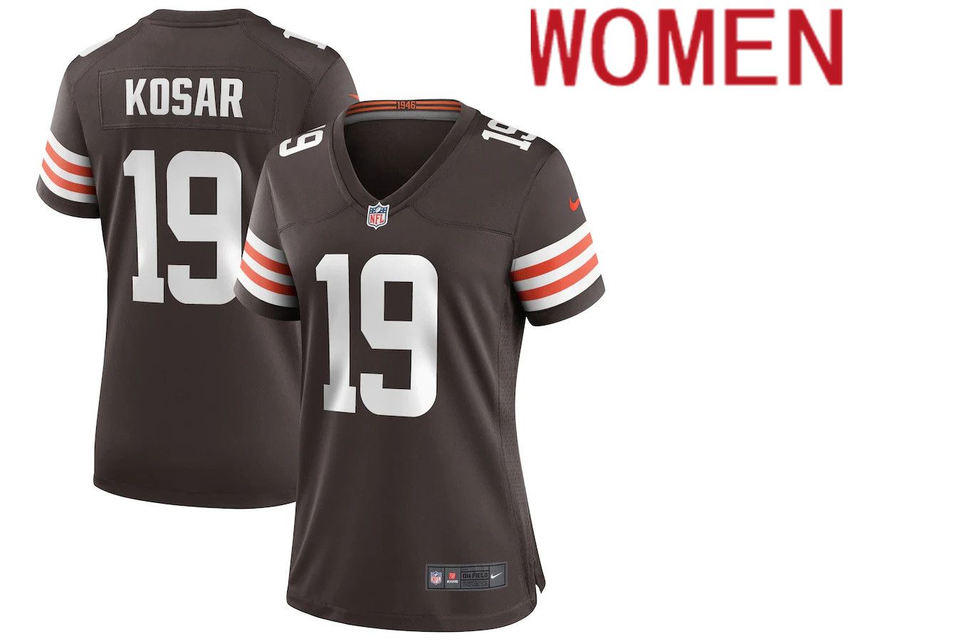 Women Cleveland Browns 19 Bernie Kosar Nike Brown Game Retired Player NFL Jersey